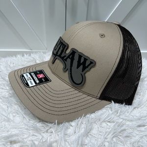 Laser engraved Outlaw, Richardson 112 trucker hat.